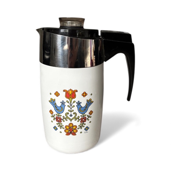 Vintage Corning Ware Festival Blue Birds Coffee Percolator - Picture 1 of 8